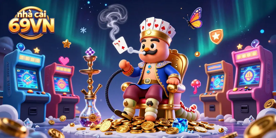 Experience gaming excitement with nhà cái 69VN in a vibrant, ultra-detailed 3D casino scene.