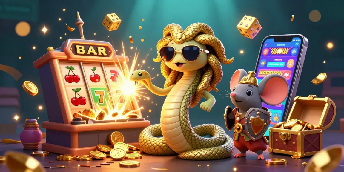 Experience exciting gaming at hitclub with Medusa and a warrior mouse amidst a jackpot eruption.